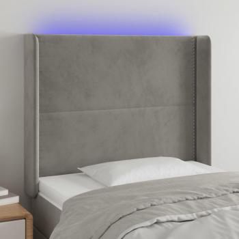 Cabecero LED de Terciopelo Gris Claro 83x16x128 cm con Iluminación Integrada