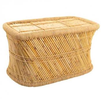 Mesa auxiliar de bambú marrón 79x48x45h cm de estilo Bambú