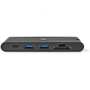 Estación de Acoplamiento USB-C 3.2 Gen 1 | 2x USB-C, 2x USB-A, HDMI, VGA, Micro SD, RJ45 | Power Delivery 100W | Negro con Acabado Pul