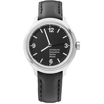 Mondaine Helvetica Bold - Reloj de Cuero Negro para Hombre y Mujer, MH1.B3120.LB, 34 MM
