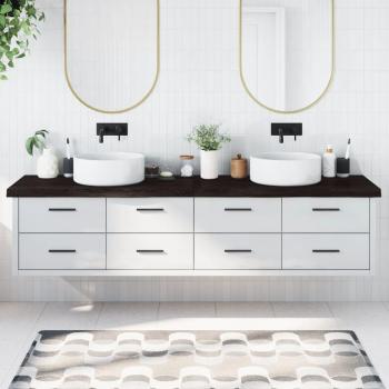 Encimera de Baño Plegable de Madera Tratada Color Marrón Claro, Natural y Gris Oscuro 220x50x6 cm