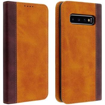 Funda cartera Samsung Galaxy S10 Plus con función soporte y diseño bicolor en color marrón