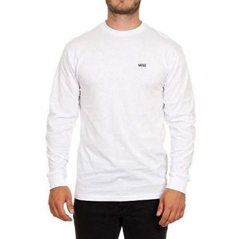 Vans Men's Black and White Long Sleeve Left Chest Hit T-Shirt - Size L