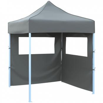 Gazebo Profesional Plegable 2 Paredes 2x2m Acero Antracita