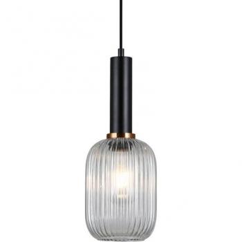 Lámpara colgante moderna Antiola Black - Lámpara colgante moderna negra 1 luz con pantalla transparente, E27
