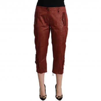 Just Cavalli Brown Lurex Mid Waist Cotton Cropped Capri Pants - IT50|3XL