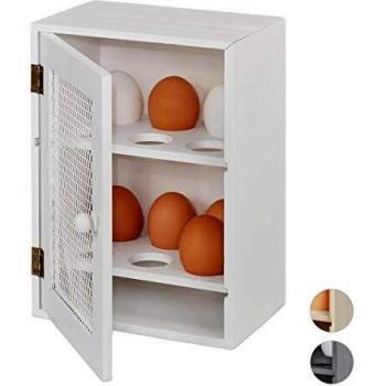 Armario Huevero de Madera Blanca para 12 Huevos, Estilo Rústico, Medidas 25 x 18 x 12 cm