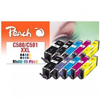 Pack de 10 cartuchos de tinta Peach compatibles con Canon PGI-580XXL y CLI-581XXL, alta capacidad