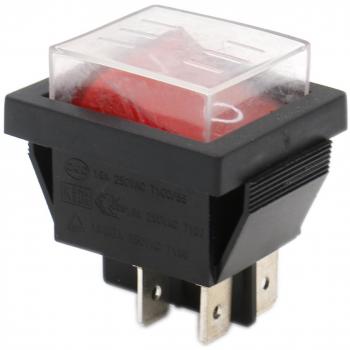 Heschen Interruptor basculante ON-OFF DPST 4 Terminales luz roja 16A 250VAC con cubierta impermeable
