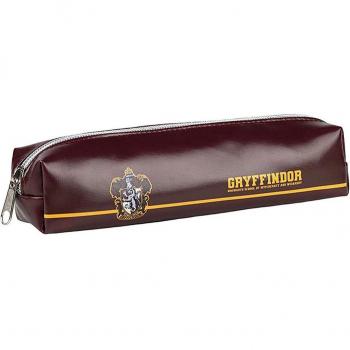Estuche Escolar Harry Potter Gryffindor - Estuche de Lápices Rojo Granate con Escudo del Colegio Hogwarts, Material Sintético Resistente, Cierre con Cremallera, Un Compartimento