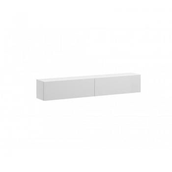 Cama RTV Vigo 180 cm con estantes para audio y video, color blanco brillo
