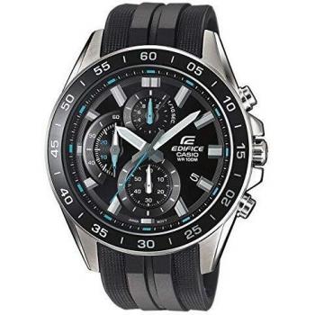 Casio EDIFICE Reloj en caja sólida de acero inoxidable, 10 BAR, Negro/Azul, para Hombre, con Correa de Resina, EFV-550P-1AVUEF