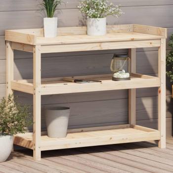 vidaXL Potting Table with Shelves 108x45x86.5 cm Solid Wood Pine