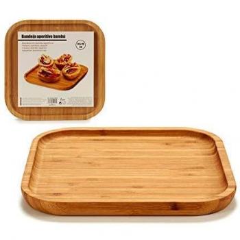 Bigbuy Home S3605419 Bandeja de Aperitivos, Bambú, 20 x 1.5 x 20 cm, Bamboo