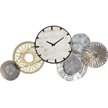 Reloj de Pared Gris Metal y Madera con Círculos (99 x 7.6 x 54.3 cm)