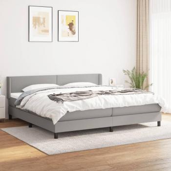 Cama box spring de muelles con colchón de tela gris claro 200x200 cm