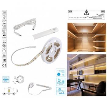 Kit de Tira LED con Sensor de Movimiento Blanco Cálido 3000K 2,4W 180lm a Pilas