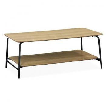 SWEEEK Mesa de centro de madera y metal negro con 1 estante, efecto madera, diseño vintage, dimensiones 60x110x43.5 cm