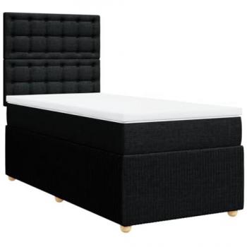 Cama box spring con colchón tela negro 80x200 cm