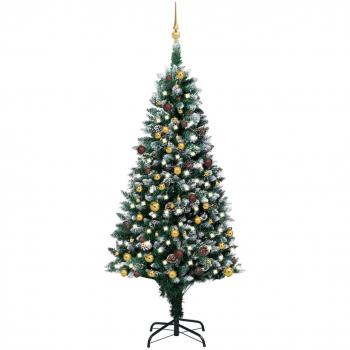 vidaXL Artificial Pre-lit Christmas Tree with Ball Set & Pinecones 210 cm