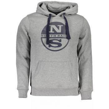 North Sails Gray Cotton Hooded Sweatshirt with Logo Print - XXL