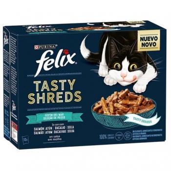 Felix Tasty Shreds Selección De Pescados 12 X 80 Gr