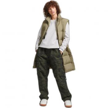 Superdry Women's Longline Quilted Gilet with Hood in Tornado Green