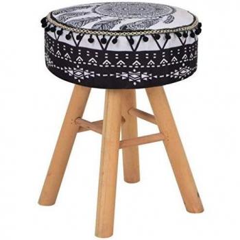 SengentoStyle Kruk stof wit en zwart