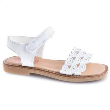 Sandalias abiertas de niña Pablosky en piel con cierre adherente, color blanco, talla 25 EU