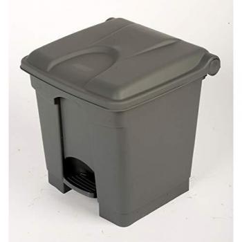 Colector de residuos con pedal 30L, Polietileno, Gris, Dimensiones 410x435x400 mm
