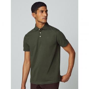 Polo Hackett de algodón Pima verde con cuello clásico y logo bordado