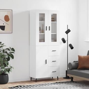 Armario aparador alto blanco pulido 69,5x34x180 cm madera multicapa contrachapada brillo