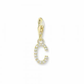 Colgante Charm Mujer Letra C con Piedras Blancas Chapado en Oro Thomas Sabo 1966-414-14
