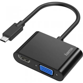 Adaptador Hama 00200313 USB Tipo C HDMI + VGA (D-Sub) Negro