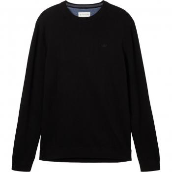 Jersey de hombre básico de cuello redondo - Tom Tailor en color negro
