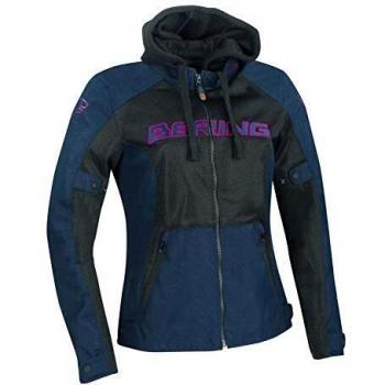 BERING, Chaqueta de moto para mujer Spirit Negro Azul, T2 = 40