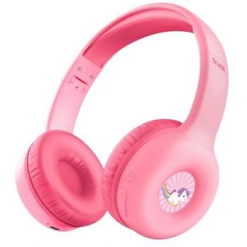 Auriculares Inalámbricos Infantiles Plegables Trust Nouna Rosa con Micrófono y Límite de Volumen (85dB) para Niñas de 4 a 10 Años, Batería de 15
