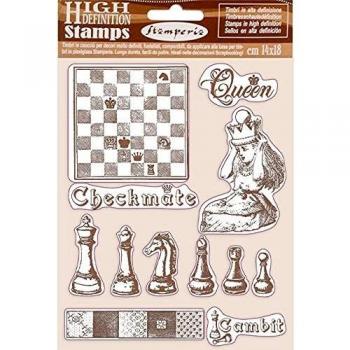 Stamperia International Rubber Stamp Sello de Goma HD – Alice Checkmate, Varios, 14 x 18 cm