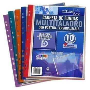 Carpeta Multitaladro A4 10 Fundas PP Supra - Pack de 10 unidades