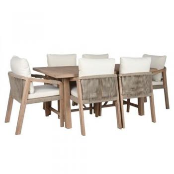 Conjunto de Mesa con 6 Sillas Home ESPRIT Marrón Beige Madera de Acacia 170 x 90 x 75 cm