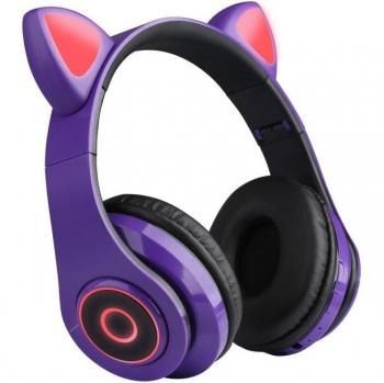 Auriculares Inalámbricos Bluetooth 5.0 Orejas de Gato con Sonido HiFi Estéreo y Luces LED para Móvil y PC