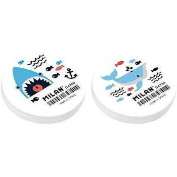 GOMA DE BORRAR MILÁN D4740 SHARK ATTACK - REDONDA - FLEXIBLE - MIGA DE PAN - Ø 4.7*0.8CM