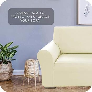 Amazon Brand - Umi Fundas para Sofa 2 Piezas Funda Sofa Moderna Protectora Elasticas Ajustable Suave con Patrón de Onda Beige Oscuro