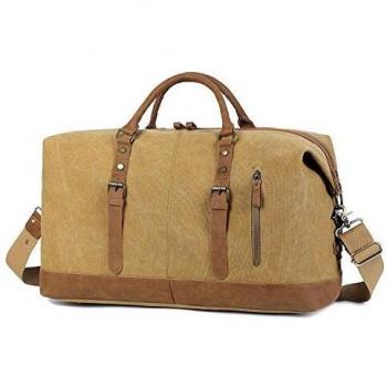 EverVanz Bolsa de Viaje de Cuero de Gran tamaño de Lona para Fines de Semana o Noches