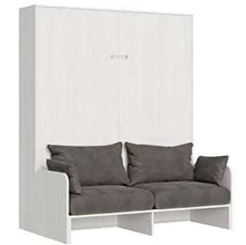 Cama Doble Sofá Kentaro Vertical Abatible en Fresno Blanco