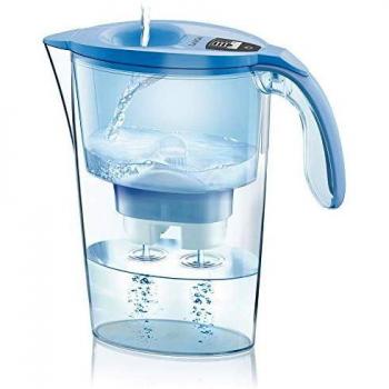 Jarra para filtrar el agua del grifo y mejorar su sabor - Laica STREAM LINE J31-AD, color azul, 2.3 l, incluye 1 filtro bi-flux que reduce la cal y el cloro y dura 150 l o 1 mes, 26,5 x 9,3 x 27,2