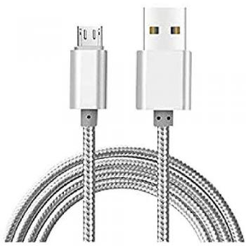 Cable Cargador Micro USB a Macho USB, Carga Rápida, Nylon Trenzado, Alimentación Android, Plata - Blaupunkt BLP0203.666