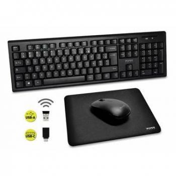 Pack Esencial Inalámbrico: Teclado, Ratón y Alfombrilla - AZERTY Francés Negro