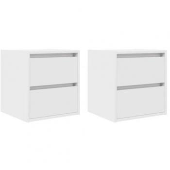 Wall-Mounted Bedside Cabinets Set of 2 - White Floating Nightstands with Storage - 38x34x40 cm