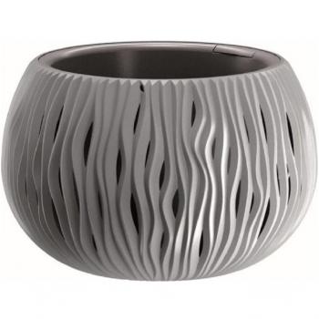 Bowl Sandy de plástico con depósito en color gris piedra, 29 cm (alto) x 29 cm (ancho) x 19,5 cm (profundo)